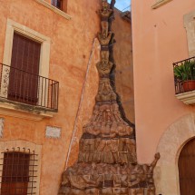 Relief of a typical Castell - human tower in Altafulla which is built traditionally at festivals in Catalonia and Valencia